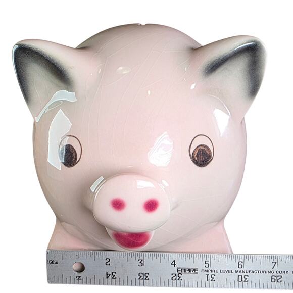 Goebel West Germany 1962 Pink Pig Bank 7.5" Large Ceramic w/ Stopper - Picture 8 of 16